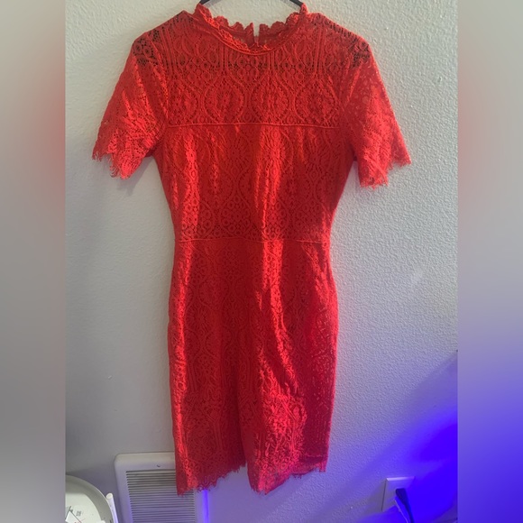 Lulu’s Remarkable Red Lace Fitted Dress - Picture 3 of 8